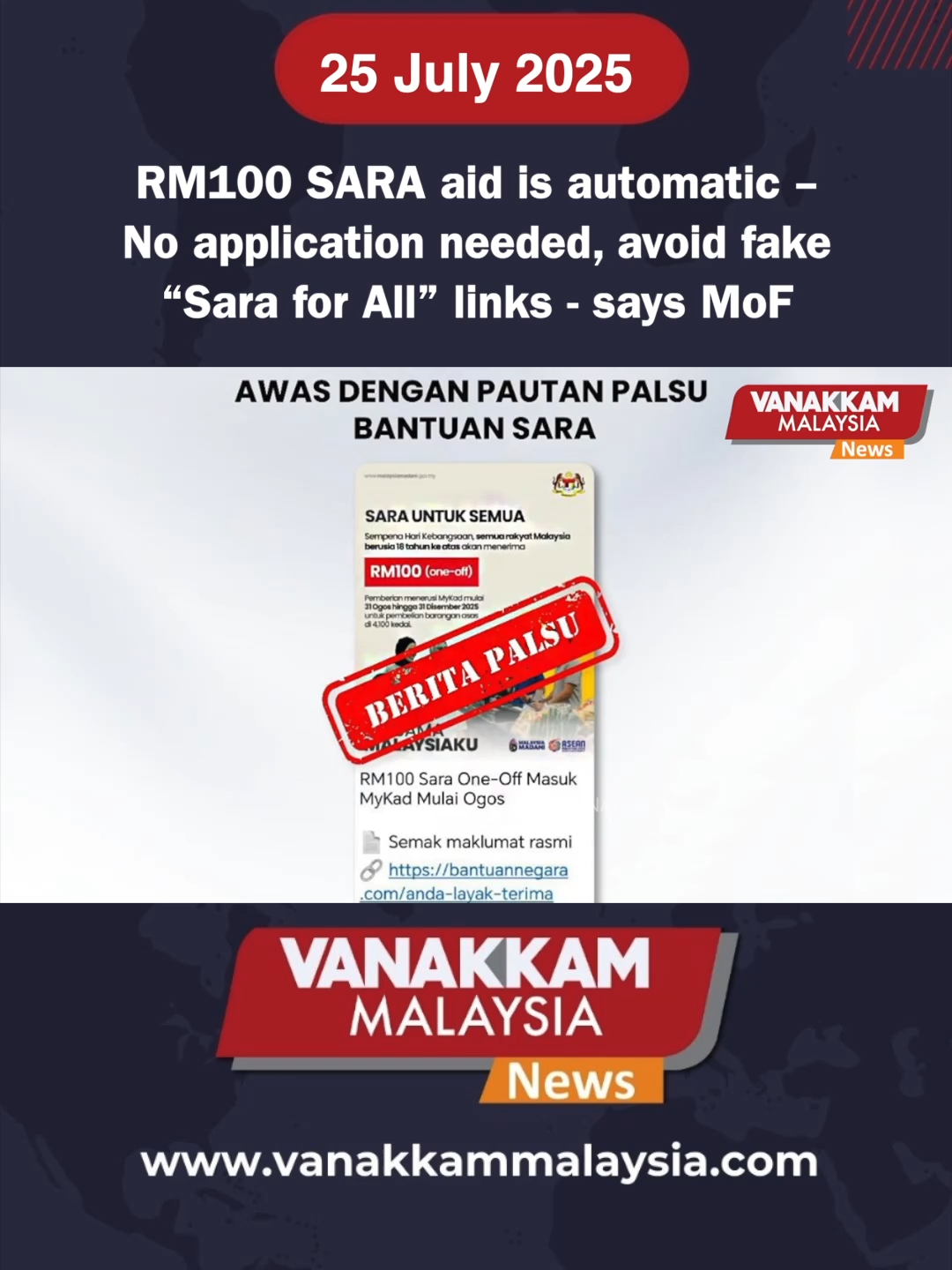 RM100 SARA aid is automatic – No application needed, avoid fake “Sara for All” links - says MoF #latest #vanakkammalaysia #RM100 #SARA #automatic #Noapplication #needed #avoid #fake #Sara #Alllinks #saysMoF  #trendingnewsmalaysia #fyp #vmnews #foryoupage #malaysiatamilnews
