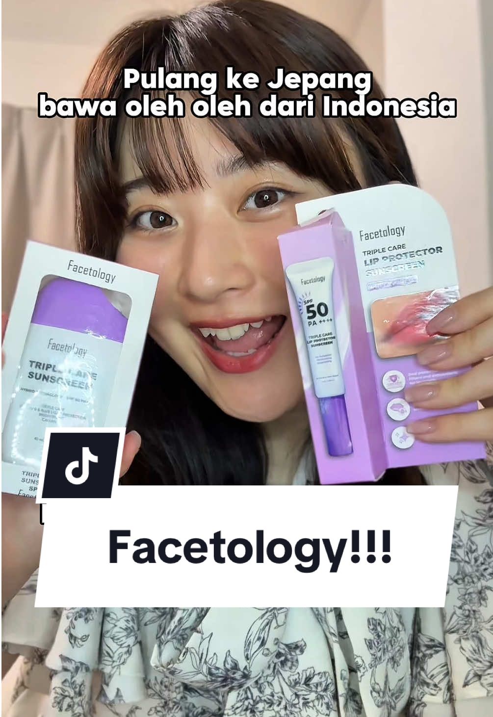 Produk lokal Indonesia beneran bagus - bagus! 🤍 Tapi pasti aku bakalan beli lagi  sunscreen wajah sama sunscreen bibirnya sih soalnya bagus banget aku sukaaa !  next ke Indonesia enaknya aku beli apaa lagi yaa??👀 #nanako #nachan #indonesia #facetology 