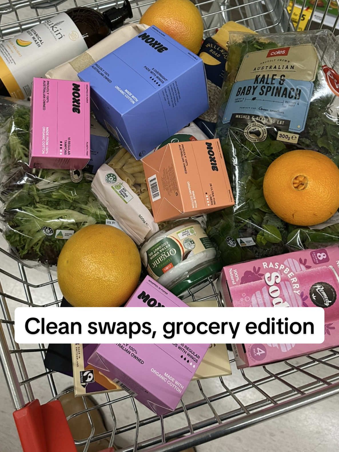 When you start reading labels, noticing clean(er) ingredients and can’t go back 💚 Low-tox shopping with our gal Em @Coles  #cleanliving #organic #ecoconscious #womenshealth #betterforyou #healthyswaps 