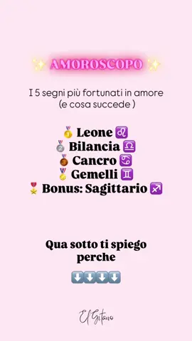 Oroscopo dell’Amore – Settimana 28 luglio / 3 agosto I 5 segni più fortunati in amore (e cosa succede davvero) ♌ Leone Perché smette di compiacere e comincia a desiderare sul serio. Con la Luna Nuova nel tuo segno, si apre un nuovo ciclo emotivo: sei pronta a dirlo, a chiederlo, a bramarlo. 🔮 Sabato o domenica succede qualcosa che ti rimette al centro. Ma stavolta non ti chiedi scusa. 🔥 Consiglio: scrivi ciò che vuoi davvero in amore e brucialo. È la tua nuova preghiera. ♎ Bilancia Perché non vuole più solo equilibrio: vuole anche godimento. Con Venere che ti spinge a chiarire e Marte che ti chiede concretezza, scegli solo chi ti fa vibrare. 🔮 Tra mercoledì e venerdì, potresti ricevere una proposta o un invito che cambia il clima del cuore. 💄 Consiglio: scegli con cura cosa indossare: è il tuo filtro magico. ♋ Cancro Perché smette di proteggere gli altri e comincia a proteggere se stessa. La Luna ti accompagna fino al Leone, e ti dice: “Ora basta dare. Prendi.” 🔮 Una verità emotiva arriva entro giovedì, forse con le lacrime, ma ti libera. 🕯️ Consiglio: metti una goccia di miele sul cuore prima di dormire. ♊ Gemelli Perché torna a giocare, ma con chiarezza. La Luna ti accende a inizio settimana, e il fuoco torna nei messaggi, nei pensieri, negli sguardi. 🔮 Martedì o mercoledì ricevi un segnale che ti fa sorridere. Se rispondi, si riapre. 📩 Consiglio: riscrivi tu, ma fallo con leggerezza: se non è leggero, non è amore. ♐ Bonus Sagittario Perché non si vergogna più del suo desiderio. La Luna Nuova ti parla di visione: chi vuoi davvero accanto a te nella nuova fase della tua vita? 🔮 Sabato sogna forte. Qualcuno potrebbe entrare nel tuo campo con sincronicità assurda. 🏹 Consiglio: cammina da sola per 20 minuti e chiedi un segno all’universo. Arriva. ✨ Commenta il tuo segno. 💌 Salva questo post per il weekend. 🖤 Se ti ha parlato, è perché ti riconosce.