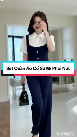 Set Quần Áo Cổ Sơ Mi Phối Nút #thoitrangnu #thoitrang #aothun #bigsize #vayxinh #setdoxinh #quanao #fashion #outfit #macdepmoingay  