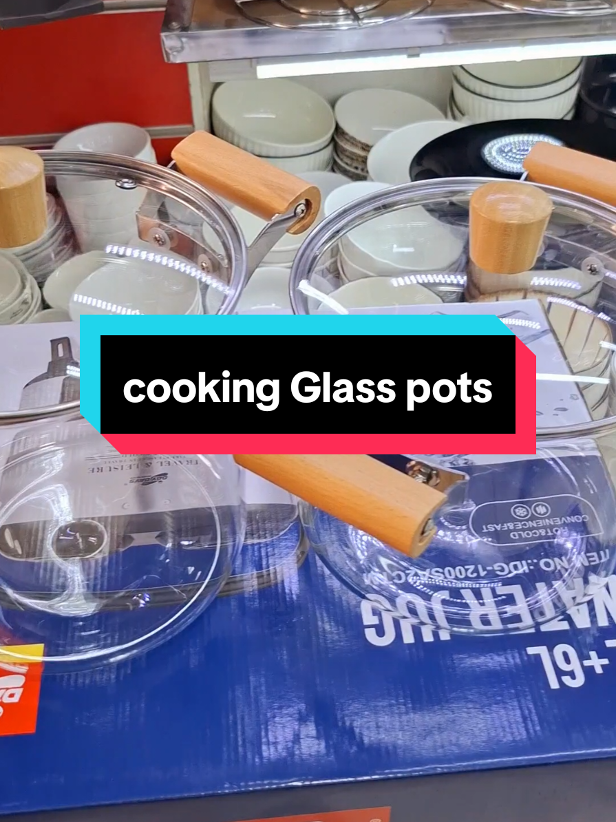 Heat brosilicate heat resistant cooking Glass pots restocked in two different sizes #fyp #foryou #kitchenwares #kitchentools #glasspots 