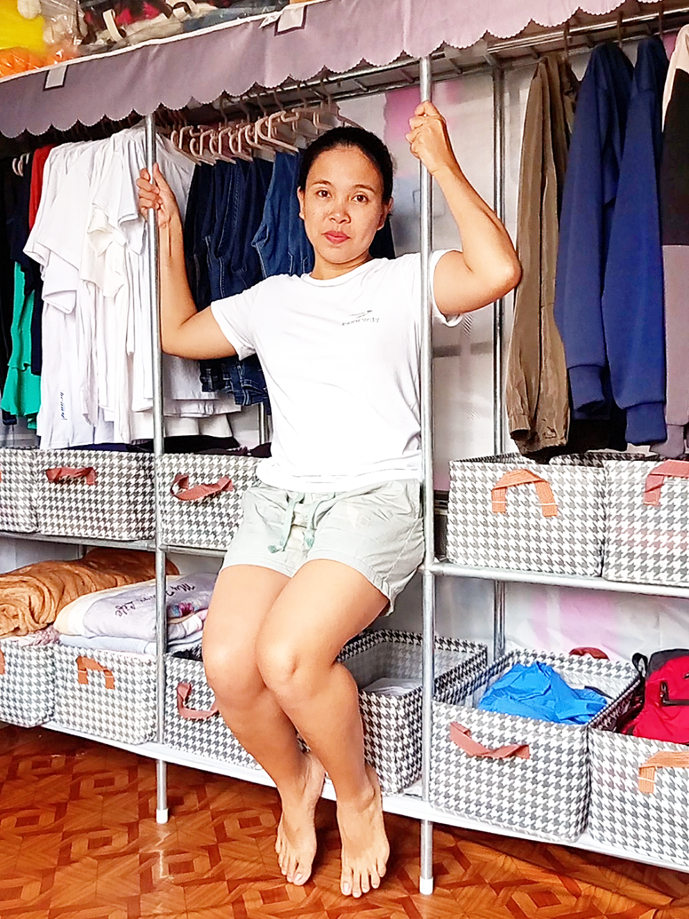 Replying to @kutingthings Wardrobe Cabinet stainless steel pipe alloy 23mm Ito Mii matibay sya kahit marami Yung nilagay ko at natungtungan pa nmin Yan. #wardrobe #wardrobecabinet #wardrobeclothesorganizer #stainlesssteelpipe #matibay #fyp 