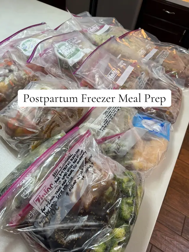 I spent a total of $160 and made 12 meals that are prepped and in the freezer for easy dinner ideas postpartum. I wanted to take away the stress of planning and cooking dinners. Each picture has instructions written on the bag in sharpie, and full ingredient list featured on the photos. Helpful hints: Any bags that are very full, or full of liquid- double bag to prevent any spills/leakage! I used gallon size baggies for the meals and placed some heavier duty meals in 2.5 gallon baggies afterwards to be safe.  As far as cooking times are concerned, general rule of thumb for crockpot meals is high 4-6, low 6-8 depending on what it is you’re cooking. Always check meat temperatures before consumption. I adjusted times per recipe for the amount of protein as well.  Happy prepping! 🫶🏼 #postpartummeals #freezermeals #nesting #thirdtrimester #momtok #firsttimemom #fyp 