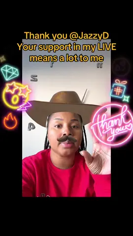 JazzyD, thank you for the incredible support in my LIVE! I will keep creating better LIVE content!@JazzyD #tiktoklive #livehighlights #livegift #hatandmustache 