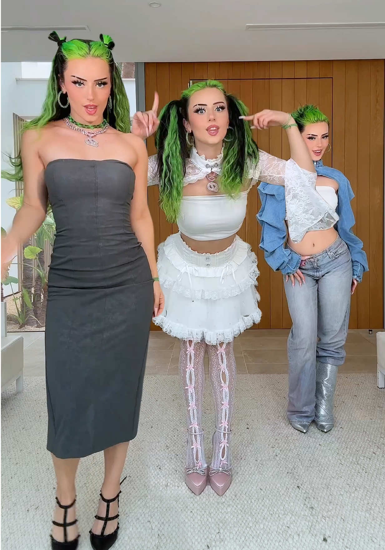 Go crazy 🥳💚 which sister has the best style ? 🙋🏻‍♀️