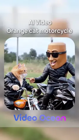 AI-generated video |The orange cat's motorcycle was laughed at by tungtungtungsahur！#funnycat  #cat #tungtungtungsahur #videoocean