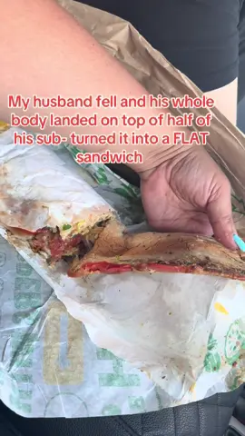 Poor sandwich didn’t stand a chance 😂😂#subway #smashedsandwich 