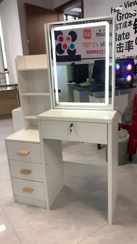 Makeup vanity with Sliding mirror and led lighting. 3 adjustable lighting ❤️#HomeDecor #furniture #dealsforyouday #affordable #freeshipping #interiordesign #homeimprovement #vanitywithlights #vanitywithslidingmirror #makeupvanity #vanitywithstorage 