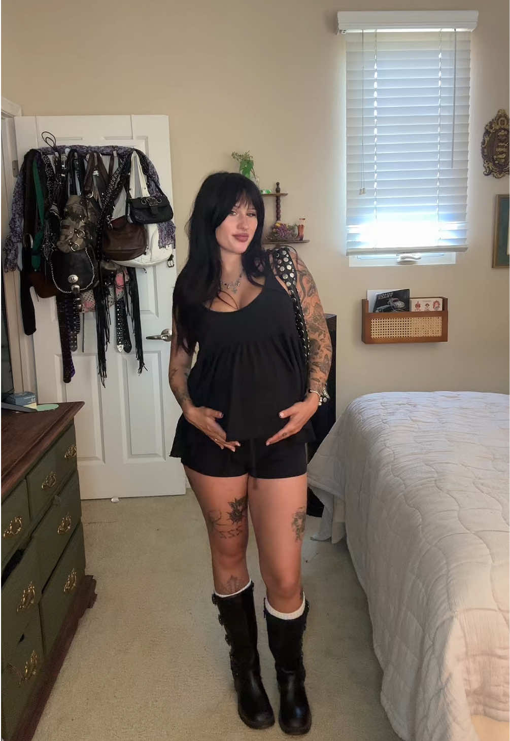 OOTD 37 weeks pregnant!! Heavily inspired by an outfit I saw on @britt ‘s page 🖤🖤 #pregnant #PregnancyStyle #tiktokshop #MaternityFashion #altfashion #maternity #PregnancyFitCheck #altfashion #maternity #PregnancyFitCheck #pregnancyjourney #pregnancy #maternityoutfits #fashion #indie #alt #pregnantlife #altmaternity #amazonfashion #amazonfinds #targetfashion 