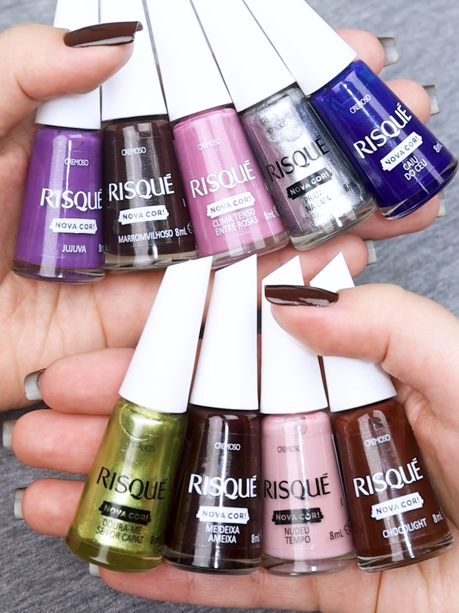 Esses são os 9 novos essenciais de @Risqué BR ✨️ Além das novas cores, todos os esmaltes dessa linha contam com um ultra brilho, secagem rápida, longa duração, fórmula hipoalergênica, vegana e cruelty free. Quais foram as suas favoritas? 💅🏻 #Publicidade  #TáNasNossasMãos #Risqué 