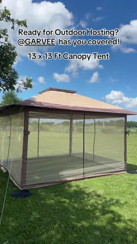 @GARVEE 13 by 13 ft canopy tent! Easy set up, shade all day, elevated back or front yard space, comes with sand bags, double roof for more air flow, strong and weather ready, spacious and adjustable height, and everything you need in one box! Grab yours linked in video!  #garveeoutdoors #backyardevents #garvee #garveehome #Outdoors #Lifestyle 