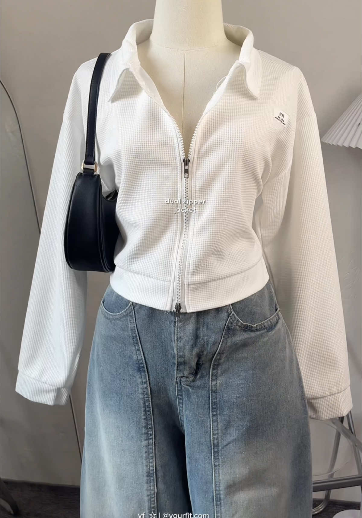 dual zipper jacket ! ✨#jacket #top #outfit #OOTD #outfitideas #outfitinspo 