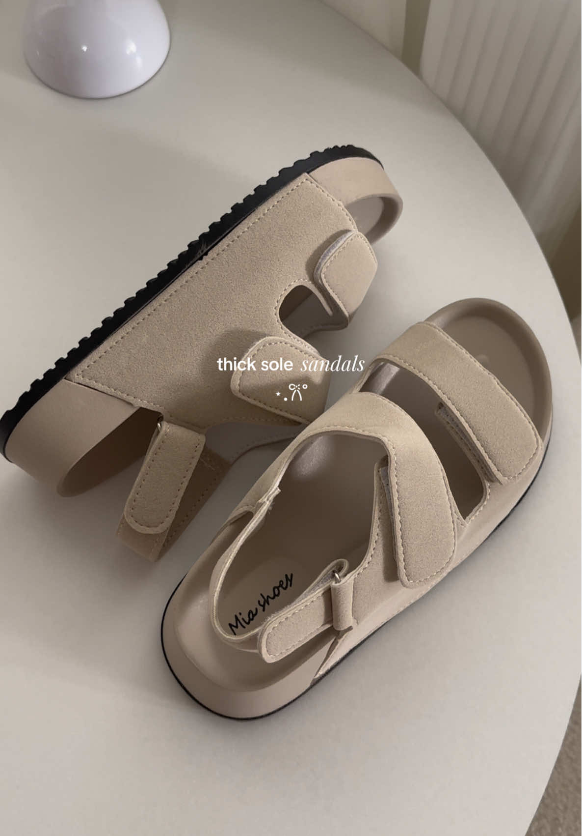 found this comfy thick sole two strap sandals 🤍✨ #thicksolesandals #sandals #miashoes #sandalsforwomen 