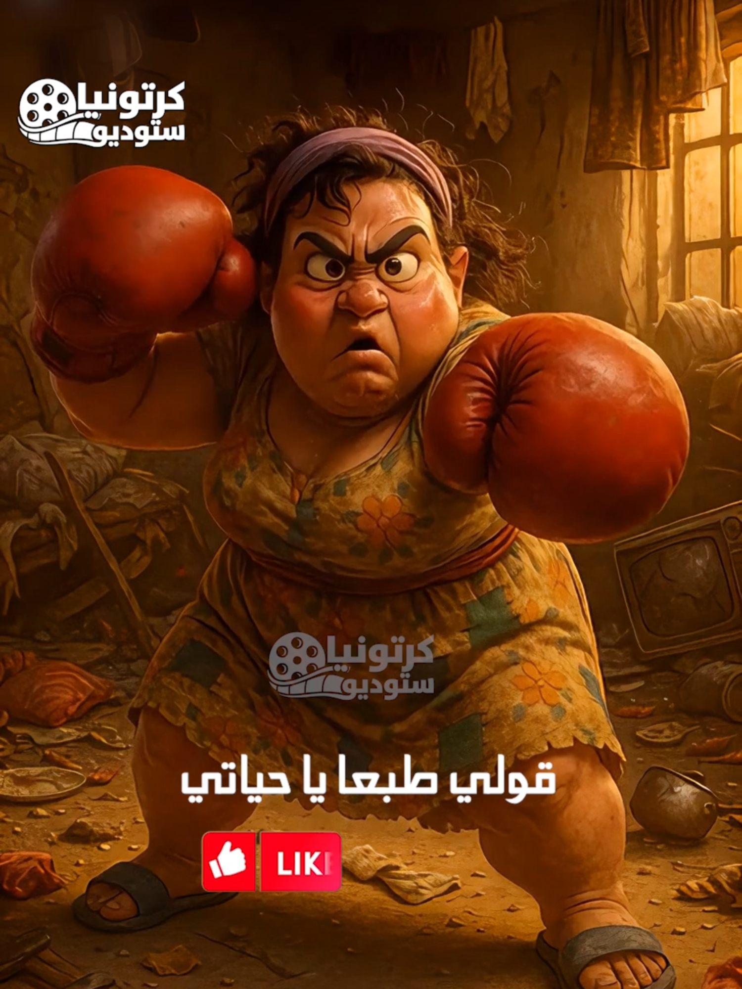ههههه بتحبني طبعا يا حياتي بتحبني المصارعة المنزلية #كرتونيا #ضحك #مضحك #كوميدي #بتحبني #طبعا