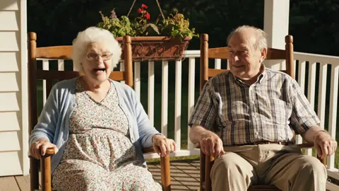 Old couple sitting on rocking chairs talking about old people stuff.  #old #couple #man #oldman #lady #oldlady #talking #climbing #tree
