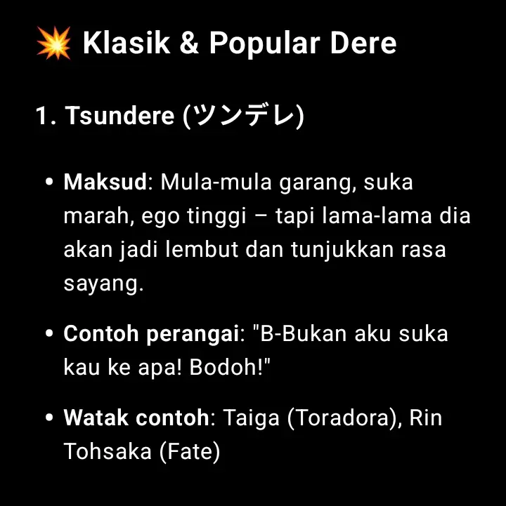 Jenis-jenis Dere dan maksudnya From Chat GPT (Malas nak search Google)#dere #anime #waifu #2025 #fyp 
