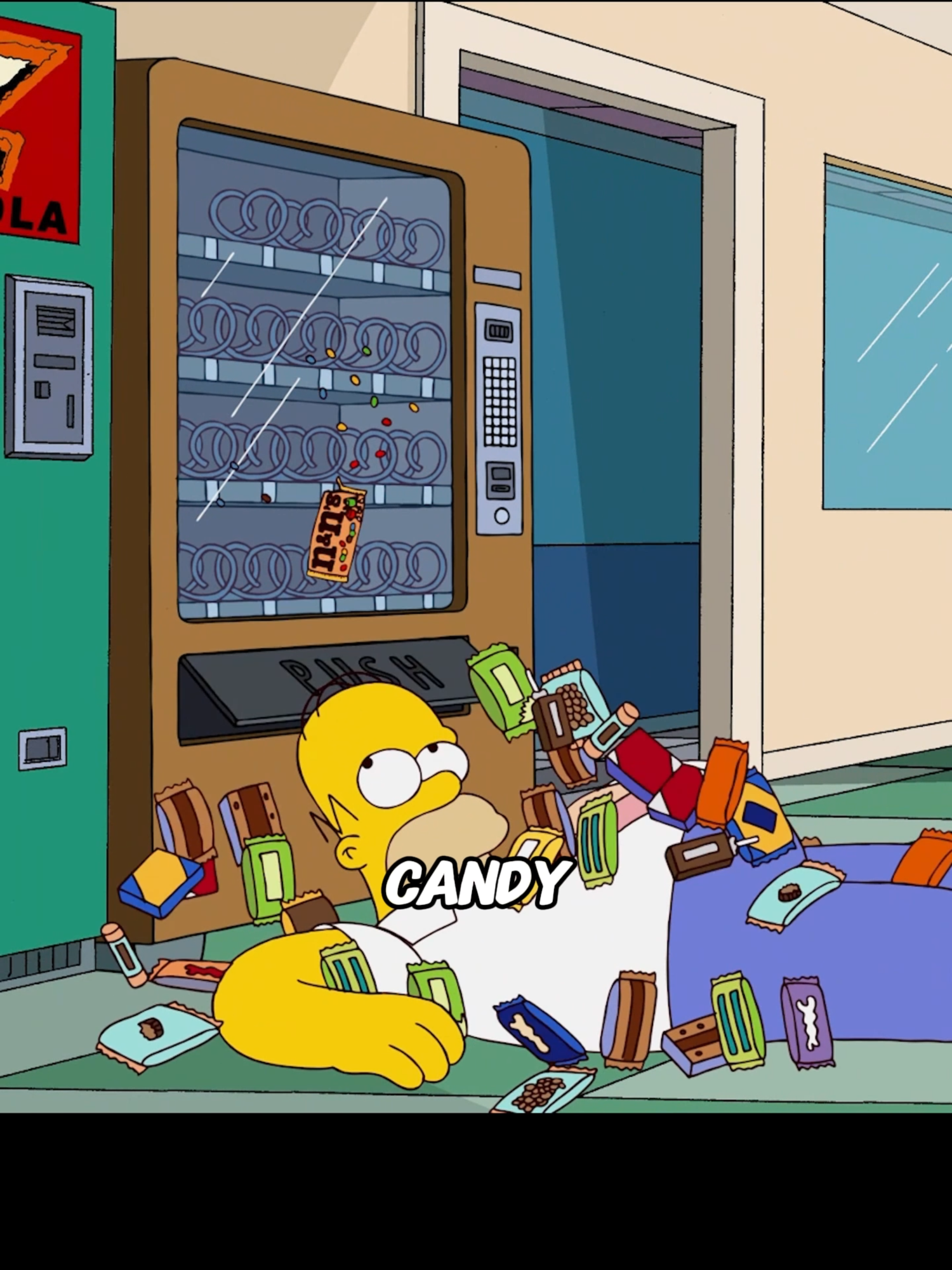 Homer accidentally fell onto a candy machine,#tiktok #fyp #cartoon #thesimpons