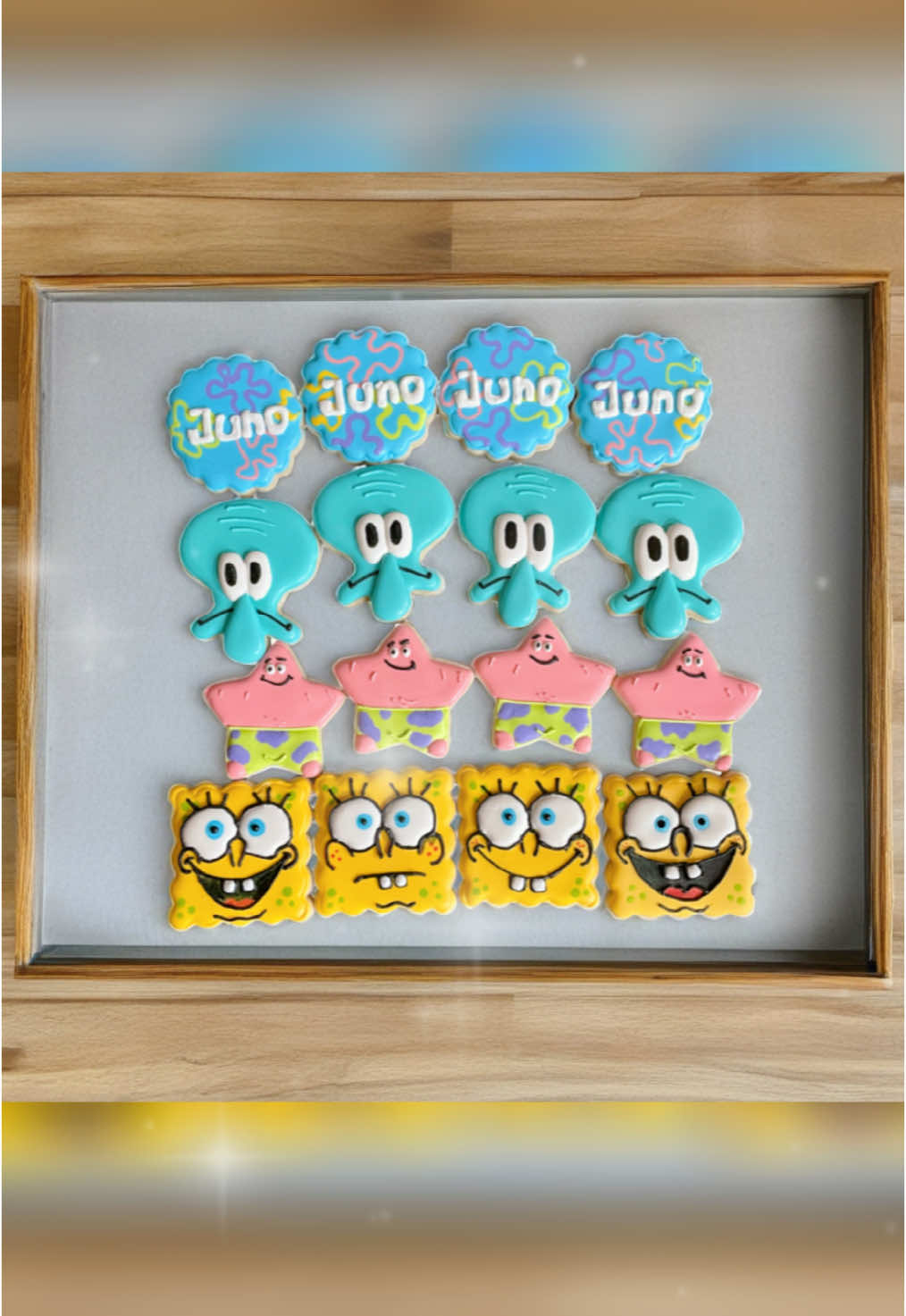 SpongeBob themed treats. Sugar cookies, Chocolate covered Rice Krispies, pretzel rods and crabby patty cupcakes 💛 #mimibakes #spongebob #mimiandgigisbakery #treatmaker #DIY 