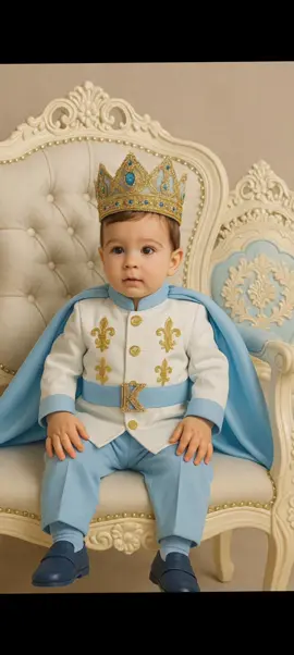 Royal Baby Boy Outfit – Personalized Light Blue Prince Costume with Crown & Cape