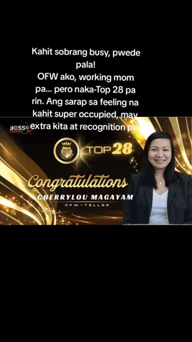 Kahit sobrang busy, pwede pala! OFW ako, working mom pa… pero naka-Top 28 pa rin. Ang sarap sa feeling na kahit super occupied, may extra kita at recognition pa. #ofwgoals #successmindset  #ofw #keepgoing 