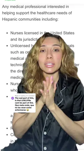 Replying to @lupitas_cc  hopefully this clears up any questions on who can join the National Association of Hispanic Nurses (NAHN). Also, you do not have to identify as Latino/Hispanic. Again, as long as you want to help the Hispanic community and appreciate the culture.  #latinacreator #latinanurse #newgradrn #newgradnurse #newgradnurses #medsuregnurse 