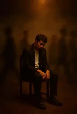 cara membuat video, buka pixeverse, unggah foto, tulis prompt, A cinematic scene of a young man sitting alone on a wooden chair in a dark, smoky room. He wears a black suit and white T-shirt, head bowed, hands resting on his knees, expressing deep sadness or contemplation. Warm orange spotlight above creates dramatic shadows and a moody atmosphere. Occasional silhouettes of people walk past quickly in the background, blurred like memories. The camera slowly pushes in towards the man's face, focusing on his stillness amid the movement around him. The mood is melancholic and introspective. --v 4 --ar 9:16 --style cinematic --lighting moody --camera slow zoom in #fyppppppppppppppppppppppp #viraltiktok #viral #fyppppppppp #capcut #ai #tiktok #fyp 