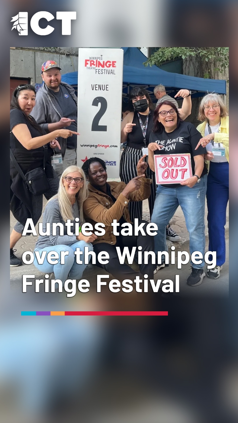 “The Auntie Show” brought laughs, cheers, and serious auntie wisdom. Written by Jo MacDonald, Anishinaabe, who also stars as Auntie Lena, the play follows three aunties turned podcasters who serve up stories, sass and know how to handle uncles. 💅 Learn more about the aunties at the link in the bio! ✍️ Reported by Miles Morrisseau 🎤 Broken Record Productions 📍 @winnipegfringe #NativeTiktok #IndigenousTikTok #nativehumor