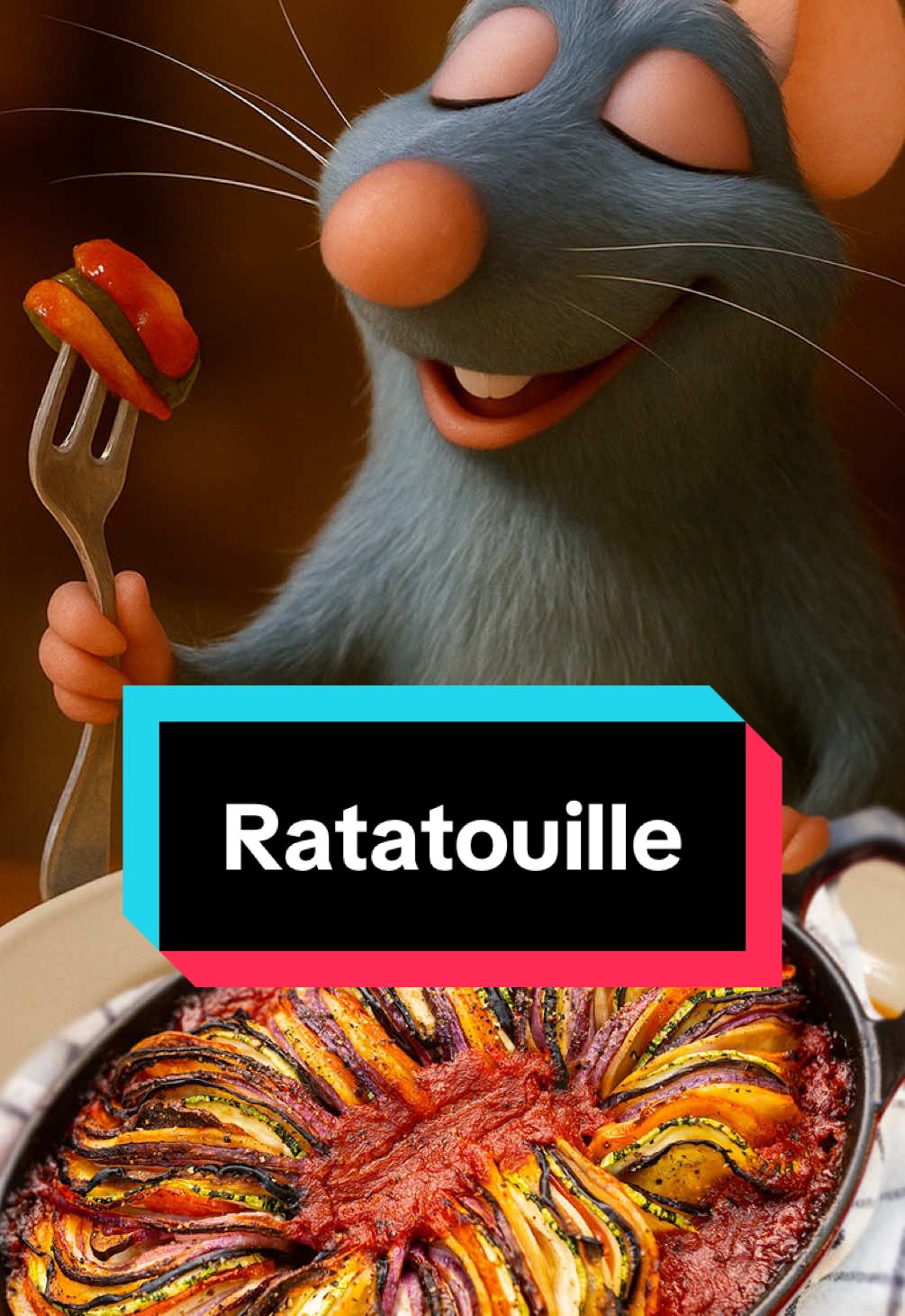 Hoje é dia de um dos pratos mais icônicos da história do cinema: o Ratatouille! Recriamos o momento mais emocionante do filme com essa receita colorida, delicada e cheia de sabor. Terceiro episódio da nossa série Comidas Cinematográficas e a cada episódio a nostalgia só aumenta. Já salva pra testar em casa e compartilha com quem ama esse filme tanto quanto você! Bora pra receita!! Ingredientes: Para o molho de tomate com pimentão: 	•	1 cebola picada 	•	1 dente de alho inteiro 	•	1 lata de tomate pelado (400 g) 	•	1 pimentão vermelho 	•	1 pimentão amarelo 	•	Folhas de manjericão fresco 	•	Azeite de oliva 	•	Sal a gosto Para os legumes: 	•	1 berinjela 	•	1 abobrinha 	•	1 batata 	•	1 cebola roxa 	•	2 tomates 	•	Sal a gosto 	•	Azeite de oliva para finalizar Modo de preparo: 	1.	Pimentões assados: 	•	Leve os pimentões inteiros à boca do fogão, diretamente na chama, virando até ficarem com a pele bem tostada por igual. 	•	Coloque-os ainda quentes em um saco plástico, feche e deixe suar por 10 minutos. 	•	Retire a pele, as sementes e pique bem os pimentões. 	2.	Molho de tomate: 	•	Em uma panela, aqueça azeite e refogue a cebola até ficar translúcida. 	•	Adicione o dente de alho inteiro e os tomates pelados, quebrando-os com a colher. 	•	Acrescente os pimentões picados, tempere com sal e adicione folhas de manjericão. 	•	Cozinhe em fogo baixo por cerca de 30 minutos, até o molho engrossar. Reserve. 	3.	Preparo dos legumes: 	•	Corte a berinjela, abobrinha, batata, cebola e tomates em rodelas finas e uniformes. 	•	Disponha em uma travessa, salpique sal por cima e deixe descansar por 1 hora para que soltem a água. 	•	Após esse tempo, seque bem com papel-toalha. 	4.	Montagem: 	•	Espalhe o molho de tomate com pimentões no fundo de uma assadeira. 	•	Monte os legumes em pé, alternando as rodelas (berinjela, abobrinha, batata, tomate, cebola) formando uma espiral ou fileiras. 	•	Regue com azeite e, se quiser, finalize com folhas de manjericão. 	5.	Forno: 	•	Cubra com papel-alumínio e leve ao forno pré-aquecido a 180 °C por pelo menos 1 hora, até os legumes ficarem macios e dourados nas bordas. #receitasdpac #filme #ratatuille #disney #movie #animation 