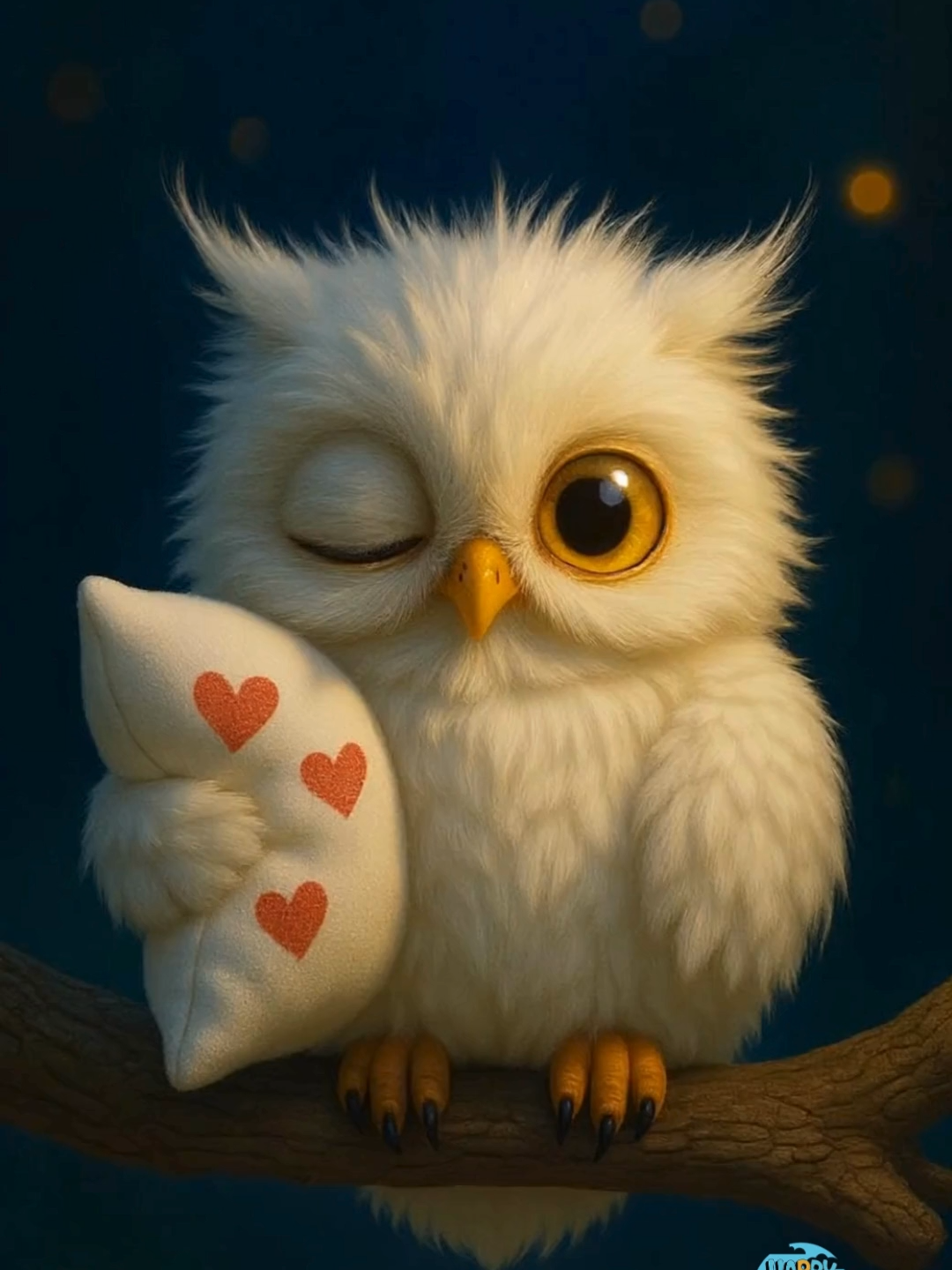 Gute Nacht, jetzt fällt mir mein anderes Auge auch noch zu 💤 #goodnight #gutenacht #schlaftschön #sleepwell #samstagabend #aivideo #eule #owl