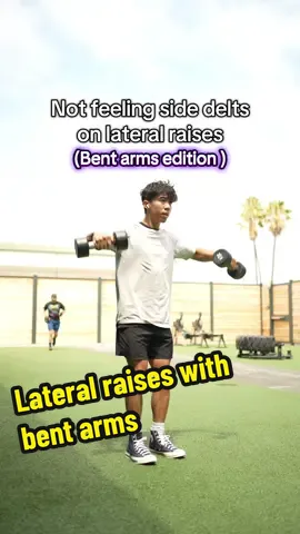 When it comes to bending your elbows on lateral raise vs keeping a straight elbow, it’s really a matter of personal preference. I find it’s easier to cheat with a bent arm so here’s my recommendation: straighten the elbows at the bottom so you’re not holding an isometric bicep curl at the bottom and then bend your arms as you raise while still thinking of pushing wide. #fyp #Fitness #gym #bodybuilding 