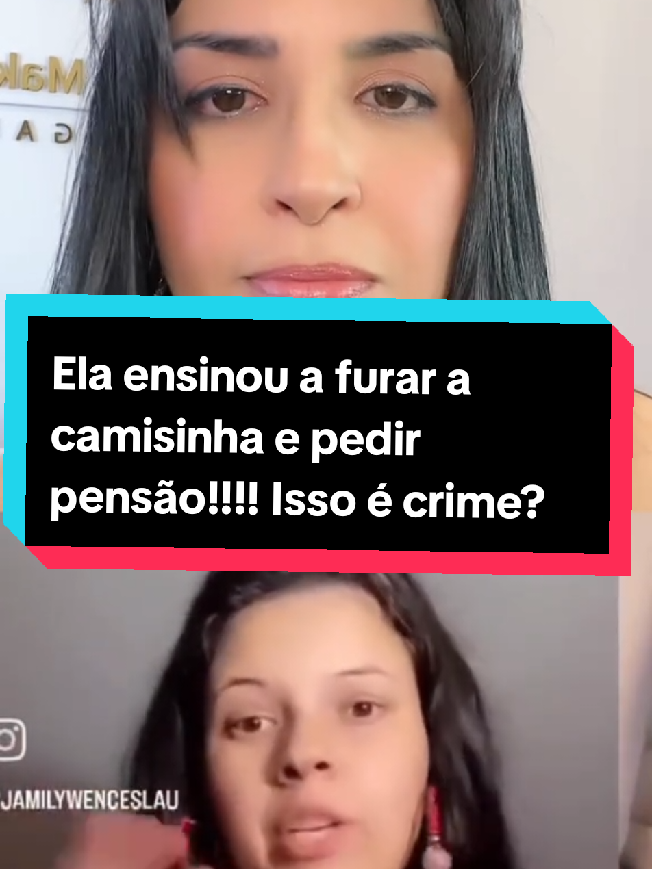🚨 Uma influenciadora postou um vídeo ensinando a furar camisinha para engravidar e garantir pensão. Essa prática pode ser enquadrada como crime contra a dignidade sexual, além de gerar indenização por danos morais. Mesmo que a pensão seja direito da criança, o homem pode buscar reparação judicial. 📢 Esse tipo de atitude não pode ser tratado como estratégia. #PensãoAlimentícia #DireitoDeFamília #ViolaçãoSexual #Crime #GolpeDaPensão 