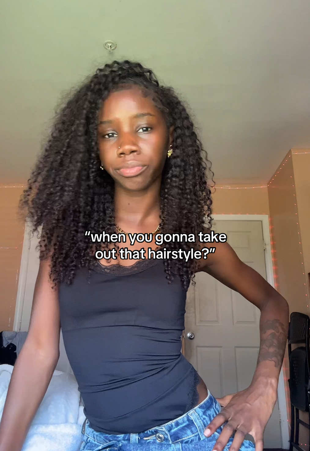 this hairstyle got a couple more weeks in😂 Bodysuit from @FeelinGirl LLC   #fyp #backtoschool #school #foryou 