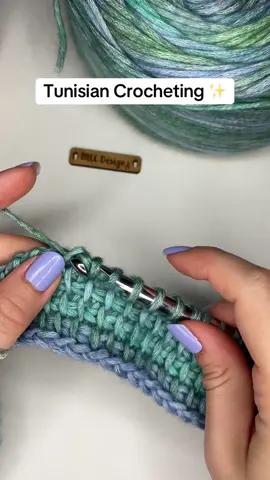 Picking up stitches 🤩 this stitch is so satisfying!! #tunisiancrochet #mccdesignz #crocheting #oddlysatisfying #fastcrochet 