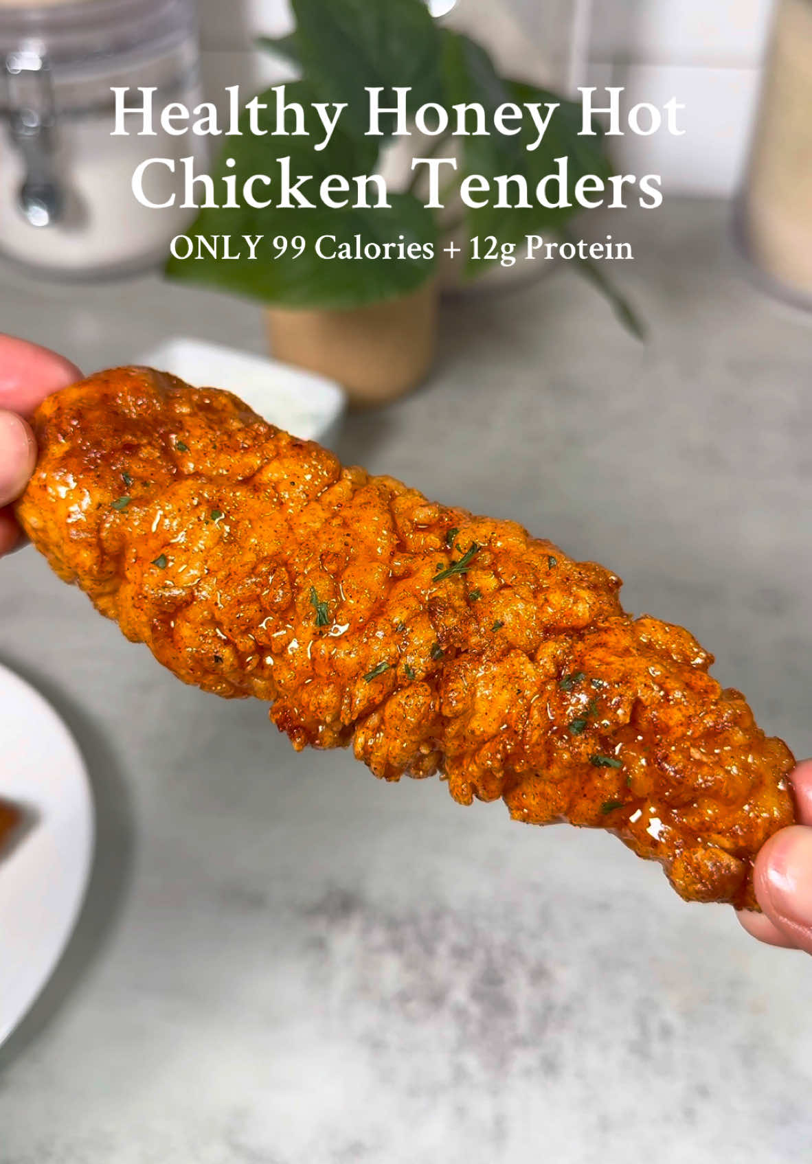 healthy honey hot chicken tenders (: 📘 grab my cookbooks for more healthy recipes! the link is in my bio or my check my website: nutritionfromkay.com 📘 low calorie chicken tenders basic nutrition ⬇️ 1 tender = 99 calories ✅ 1 tender = 12g protein 💪 #healthyrecipes #airfryerrecipes #chickentenders #EasyRecipes #highprotein #creatorsearchinsights 