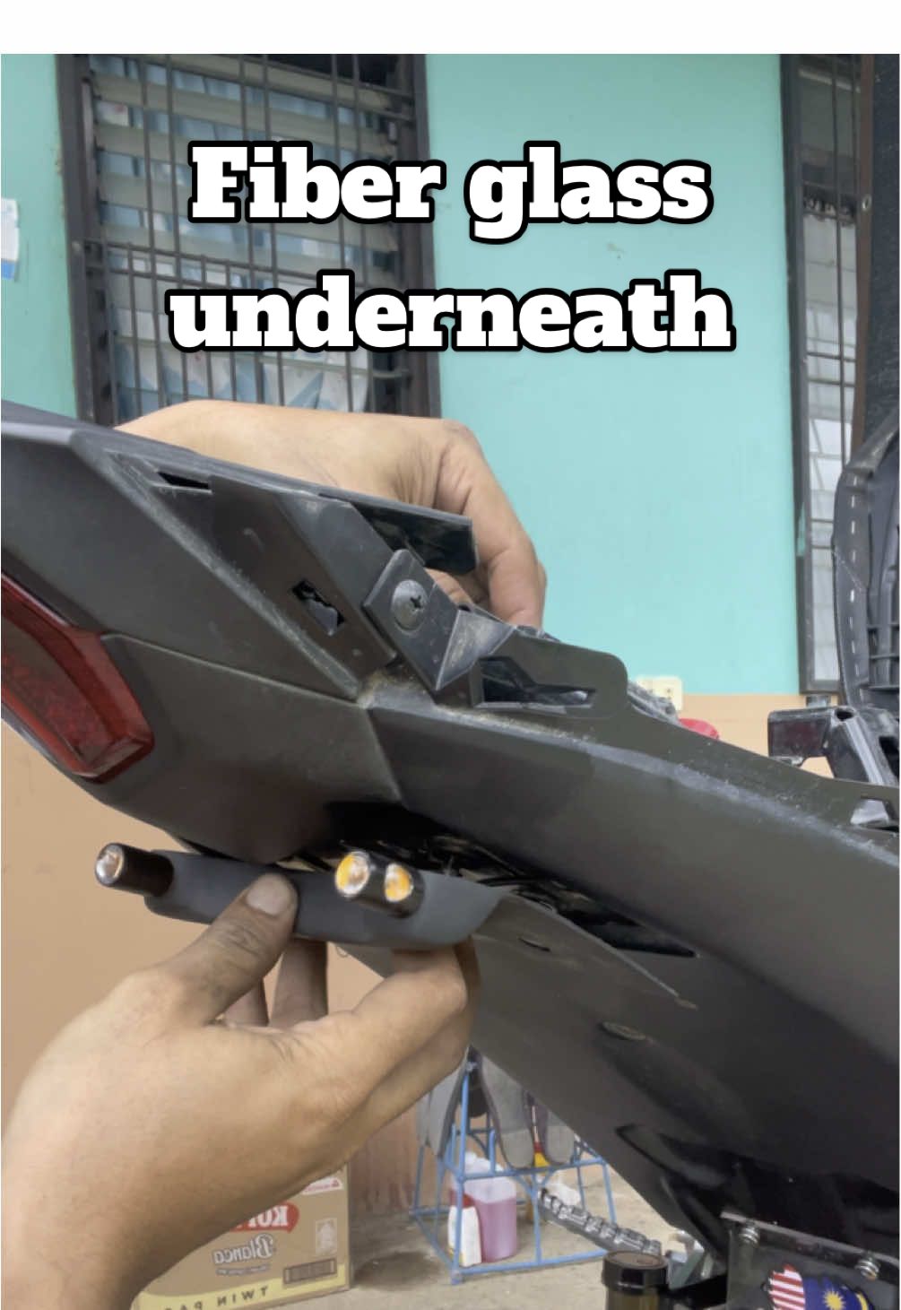 Fiber glass underneath with flasher for sniper155 #fiberglass #underneath #withflasher #sniper155  #motorcycle #accessories #parts #adjustment #fyp #tiktokshopontrend 