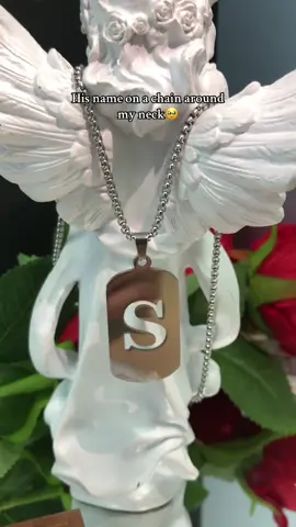 His name on a chain around my neck#fyp #giftideas #dealsforyoudays #summervibes #letternecklace #initials #couple 