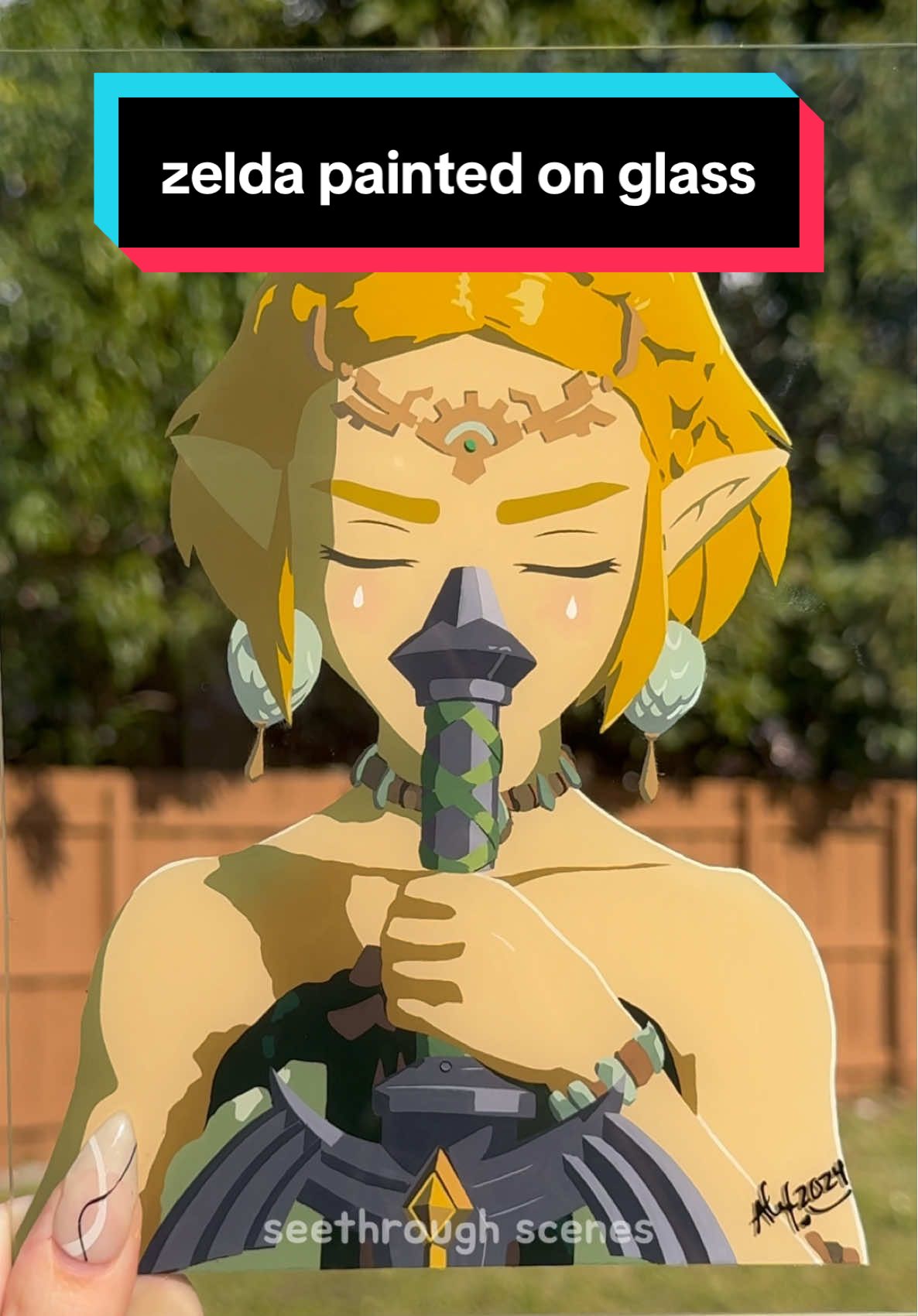 painting a princess 🥀 #zelda #legendofzelda #totk #botw #link #anime #animeart #animeglasspainting #animeglassart #trending #painting #artedits #arttok 