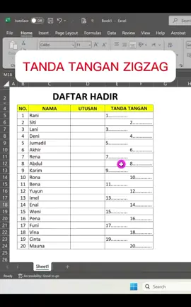 #CapCut cara membuat tanda tangan ZIGZAG di Excel #excel #tipsexcel 