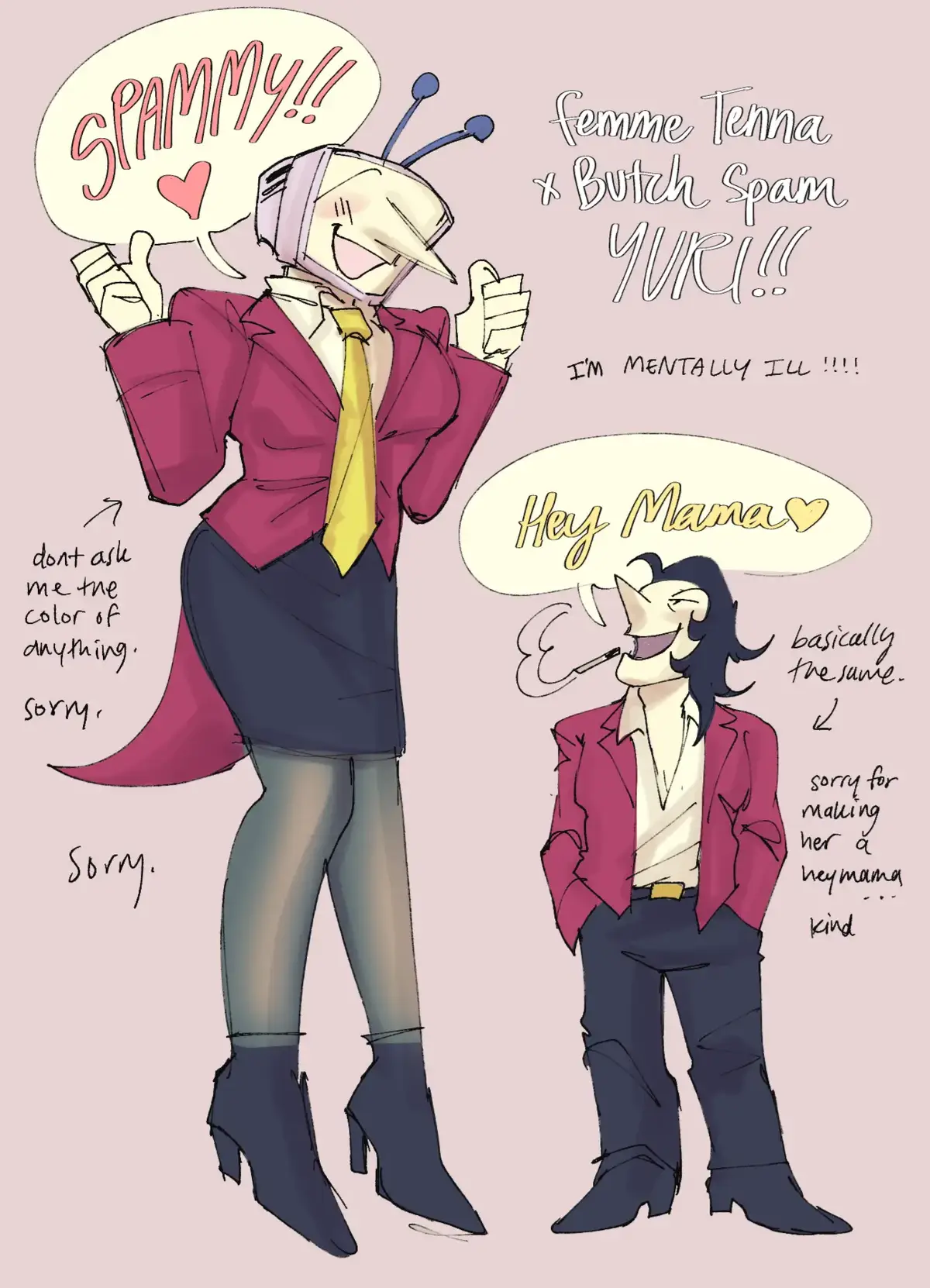 everyone be nice I've been obsessed with them so long that they're women now. average move from me but if I'm being vulnerable they've always been lesbians to me amen God GOOD NIGHT. #artistsontiktok #deltarune #spamton #tenna #spamtenna #deltarunechapter3 #fypシ 