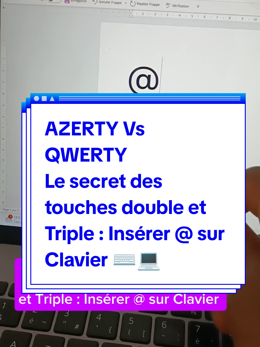 💻 AZERTY Vs QWERTY ⌨️     Le secret des touches double et Triple : Insérer le symbole arobase @ sur Clavier #pc #keyboard #qwerty #azerty #viralvideos 