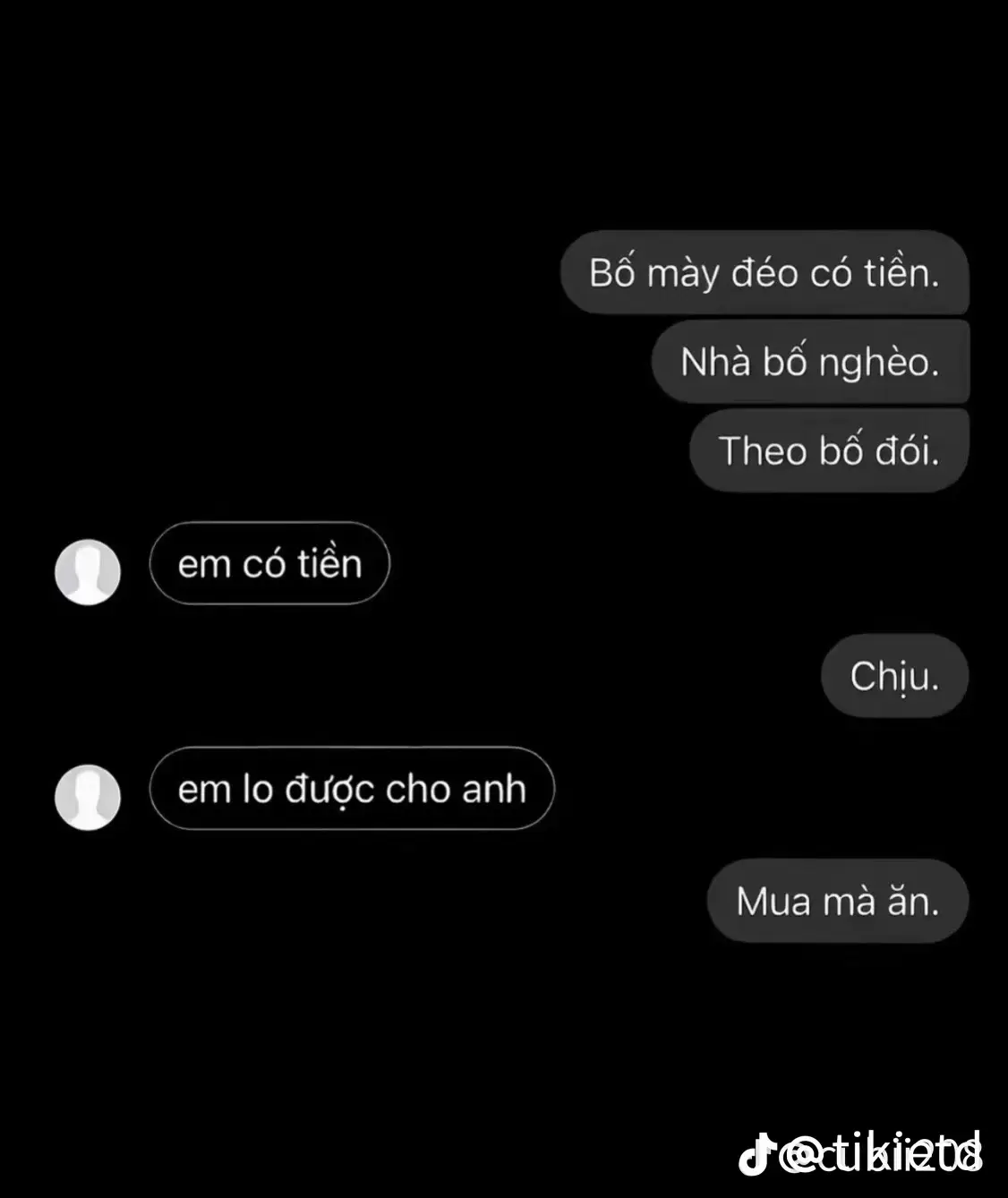 không tiền nó bạc lắm em à, theo anh anh chỉ làm khổ em thôi,đợi anh nhé,anh sẽ cố gắng thay đổi bản thân và kiếm thật nhiều tiền để quay lại chăm sóc em,1 mình anh khổ được rồi,anh không muốn thấy người con gái của anh khổ cùng anh, bởi vì em là người con gái còn thanh Xuân của em và em có người xứng đáng lo lắng cho em tốt hơn,nếu đợi anh được thì ah sẽ bù đắp cho em, còn không được mong sẽ có ng tốt hơn chăm sóc và lo lắng cho em 