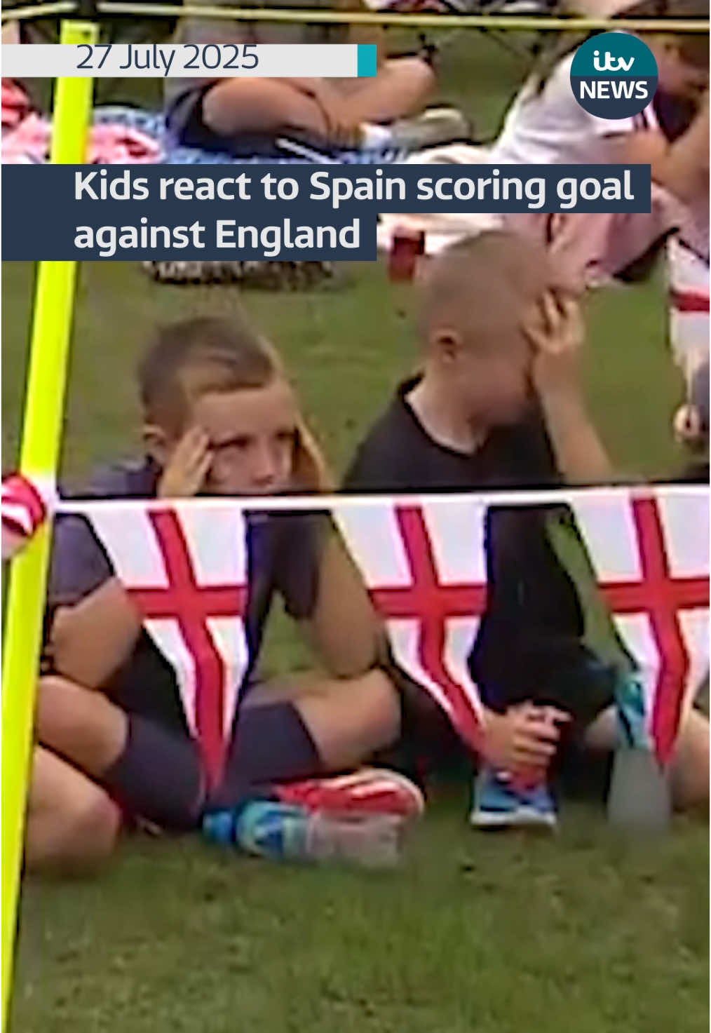 Kids  react to Spain’s goal #itvnews #news #euros #football #Lionesses