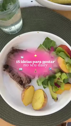 15 coisas para postar no seu daily - seu café da manhã 🍳  - look do dia ✨ - check de 2 litros de água 💦  - passeios / viagens ✈️ - na academia 🧘🏼‍♀️ - tutorial da sua finalização 💇🏻‍♀️ - seu produtinhos de pele ⭐️ - suas comprinhas 🛍️ - seu lanche criativo 🍞 - tutoriais de penteados 💇🏻‍♀️ - qual a sua esmaltação da semana 💅🏼 - seu produtos favoritos 🧴 - qual livro está lendo 📔 - músicas do momento 🎧 - qual o seu perfume🫧 Siga-me para mais 💗 #GlowUp #daily #DailyRoutine #aquelagarota #leidaatracao #habitossauveis #produtiva 