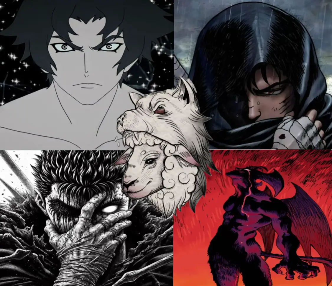 Akira Fudo is the lamb in wolf’s clothing—gentle at heart, fierce only to protect. Ryo is the wolf in lamb’s clothing—calm and angelic, yet burning with hidden ruin. Guts is a beast on the outside, but within him lives a broken, kind soul shaped by pain. Griffith is the wolf masked as a savior, charming yet merciless in pursuit of his dream. Each wears a skin not their own, in a world where mercy is punished and masks fall too late. #انمي #fyp #anime #berserk #guts #akirafudo #devilmancrybaby #wolf #pregnancy #edit #foryou #animefyp 