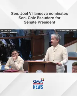 Senator Joel Villanueva has nominated Senator Chiz Escudero for Senate President of the 20th Congress of the Philippines during its first session on Monday, July 28, 2025. #GMAIntegratedNews
