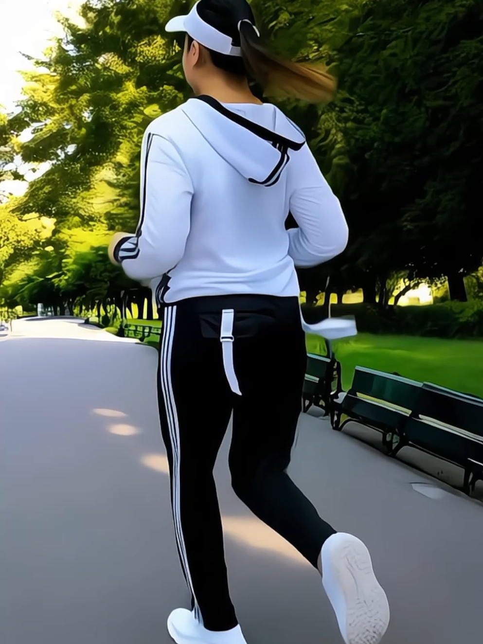 Stelan Baju Senam Indoor Outdoor Putih Hitam