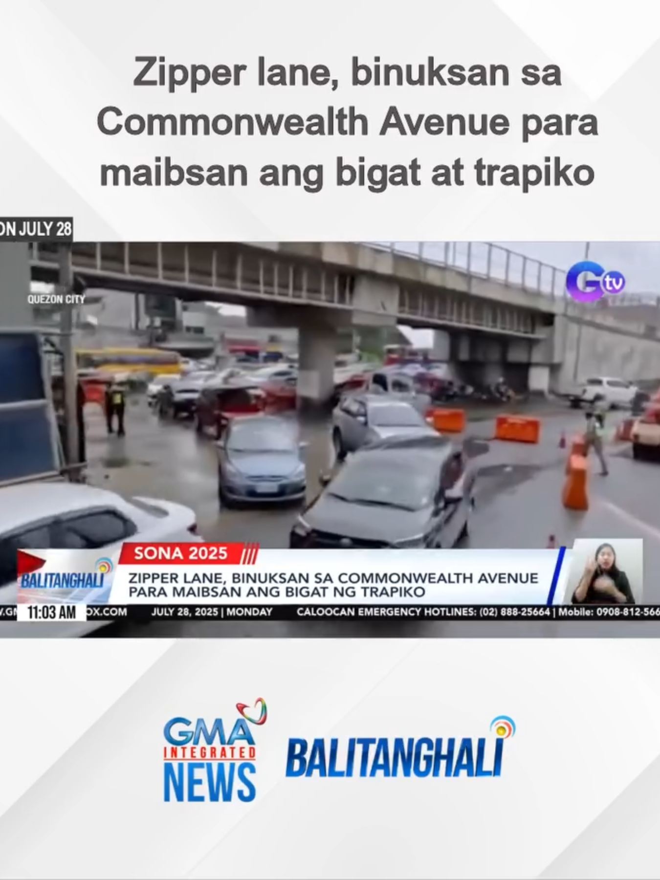 EARLIER: Nagbukas ng zipper lane sa Commonwealth Avenue sa Quezon City mula sa Tandang Sora para maibsan ang mabigat na daloy ng trapiko, ilang oras bago ang #SONA2025 ni Pangulong Ferdinand 