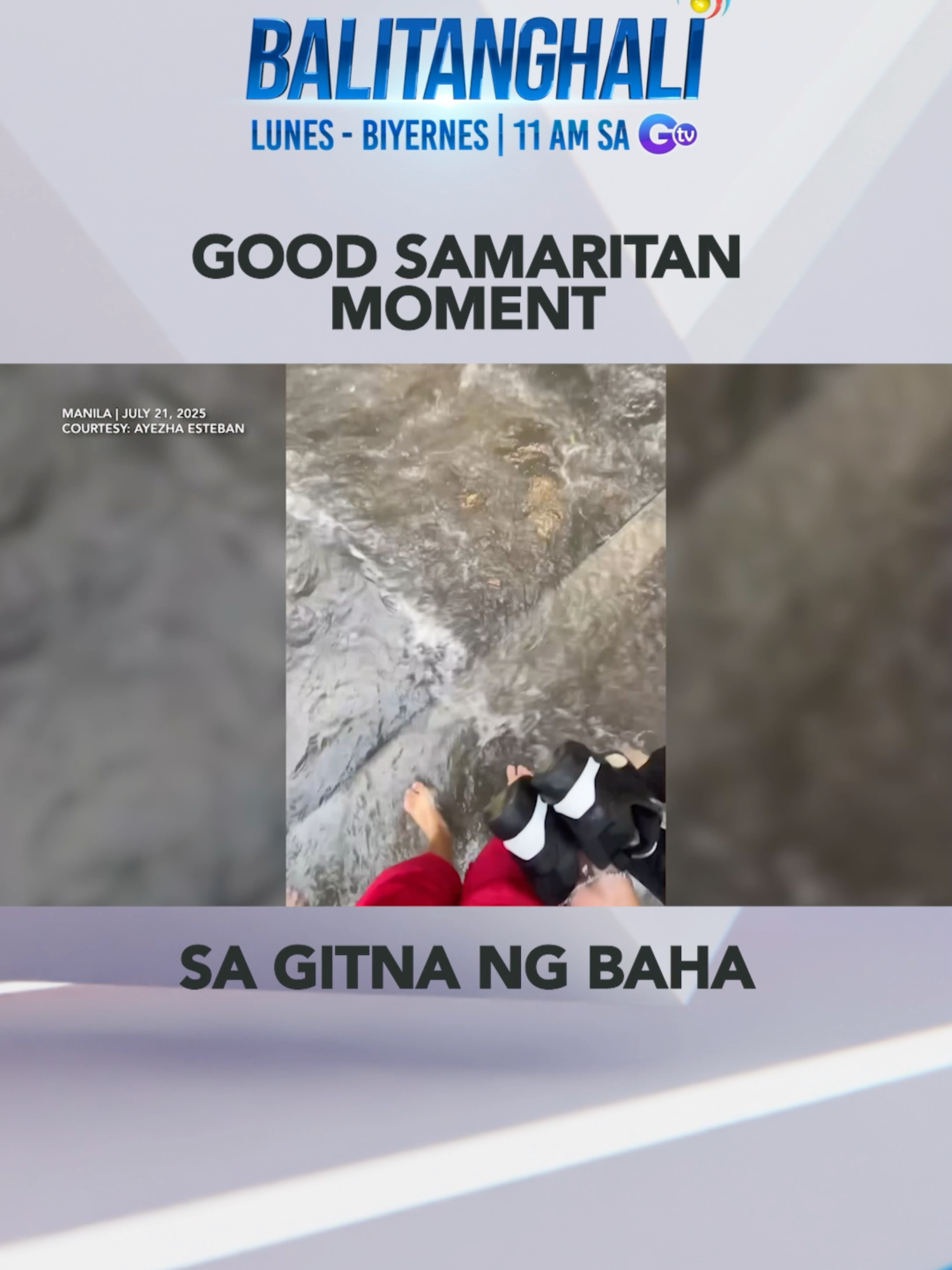 Babae, binuhat ng kapwa-estudyanteng lalaki para makatawid sa bahang kalsada sa Maynila #shorts | #balitanghali #gmanews