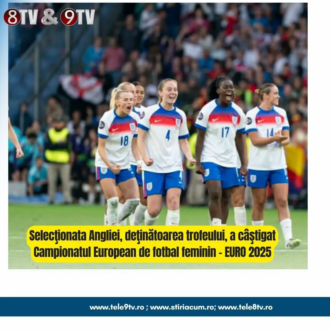 Selecţionata Angliei, deţinătoarea trofeului, a câştigat Campionatul European de fotbal feminin – EURO 2025, găzduit de Elveţia, după ce a învins în finală Spania, campioana mondială en titre, cu 3-1 la loviturile de departajare, în finala desfăşurată duminică la Basel şi încheiată la egalitate, 1-1, după 90 de minute şi prelungiri. #fotbal #tele8tv #tele9tv 